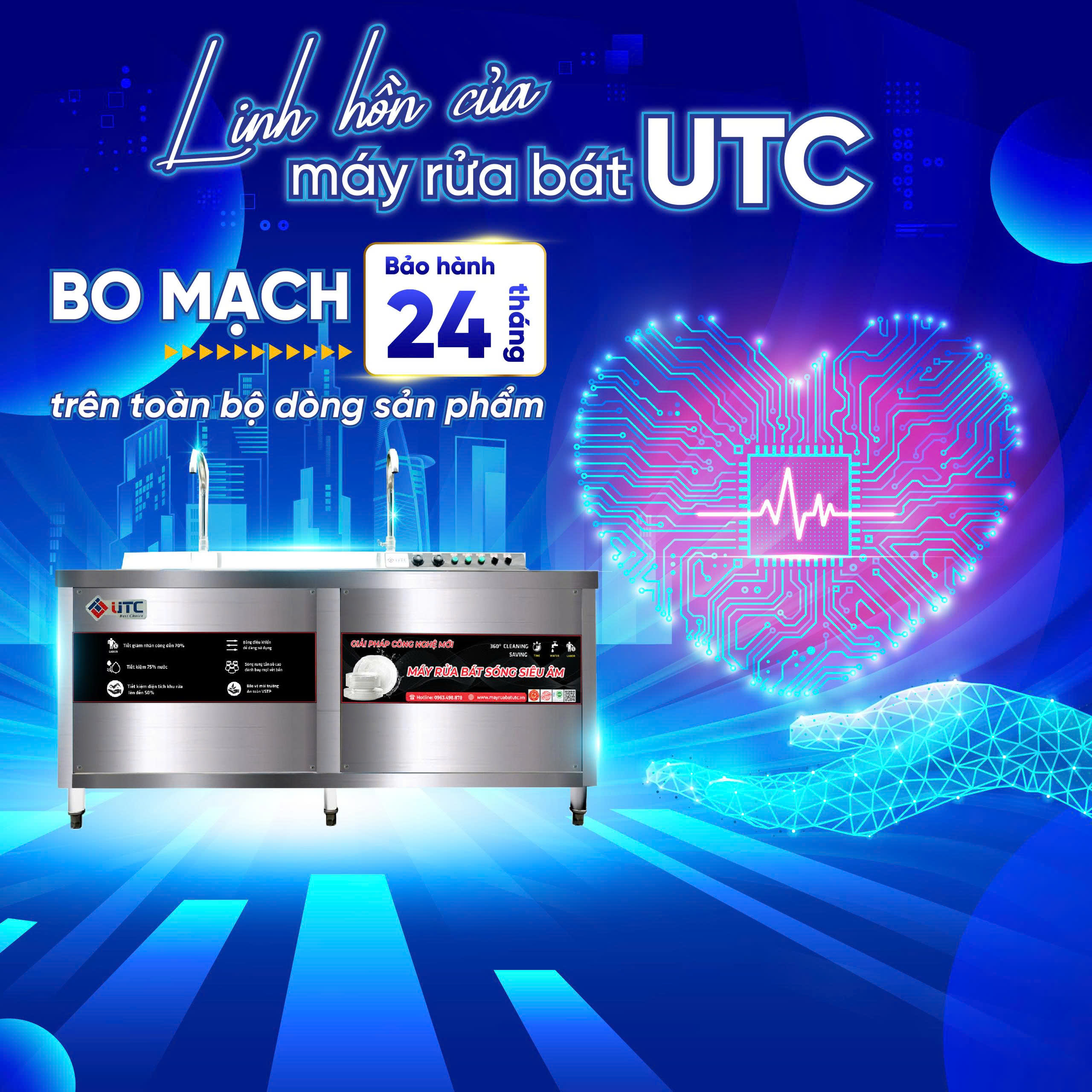 Máy rửa bát siêu âm UTC